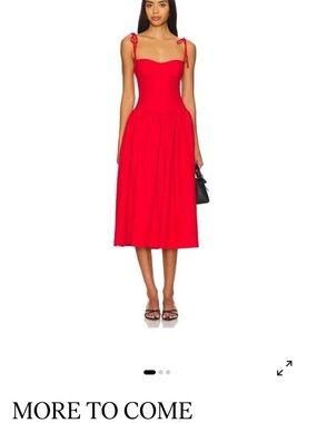 Sleeveless Red Midi Dress with Tie Straps